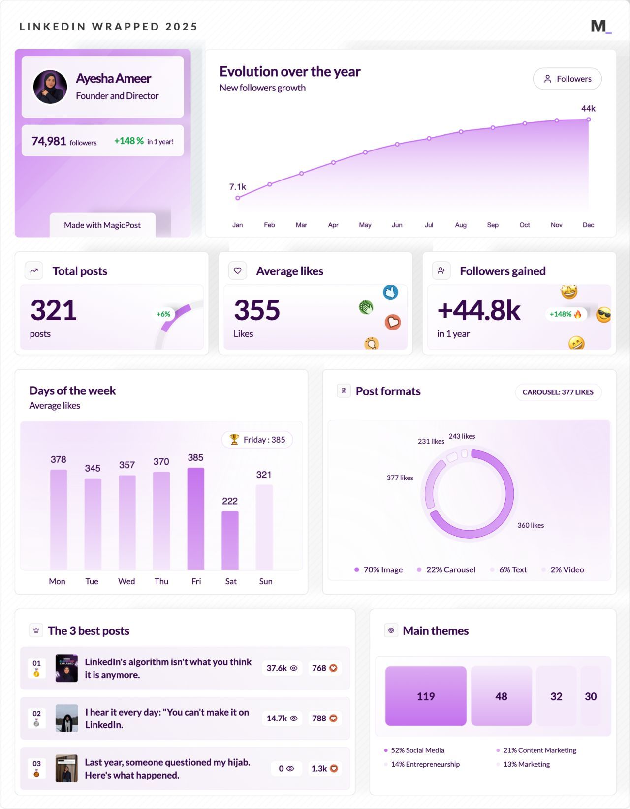 LinkedIn Wrapped 2025 · Ayesha Ameer