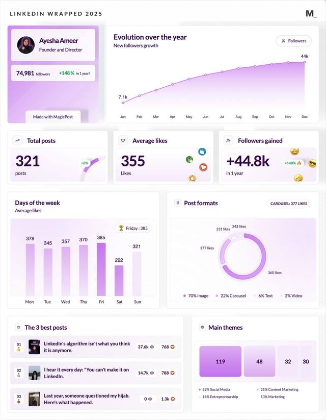 LinkedIn Wrapped 2025 · Ayesha Ameer