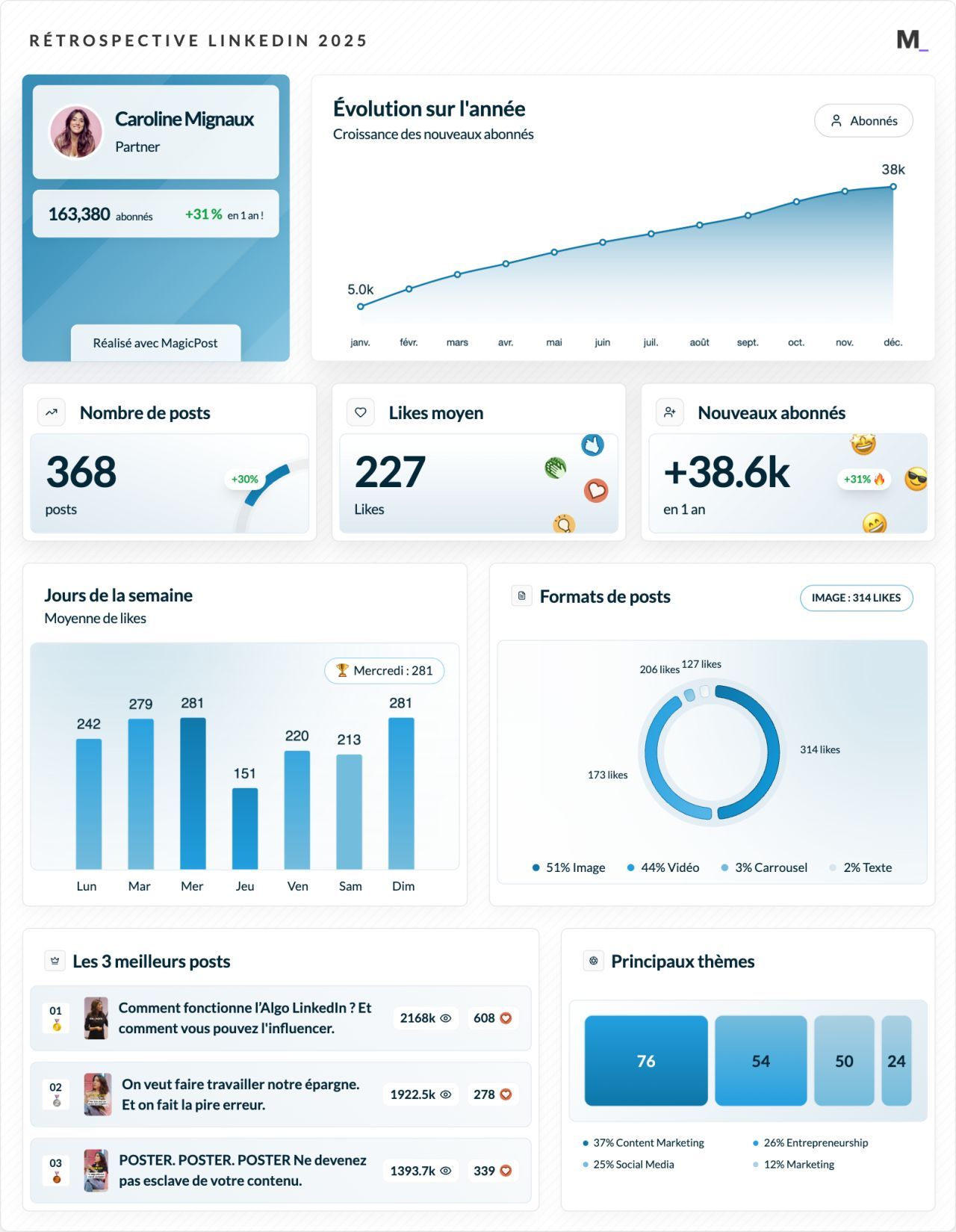 LinkedIn Wrapped 2025 · Caroline Mignaux