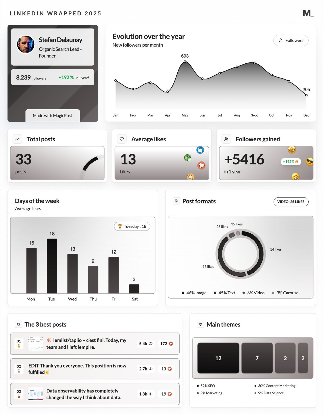 LinkedIn Wrapped 2025 · Stefan Delaunay
