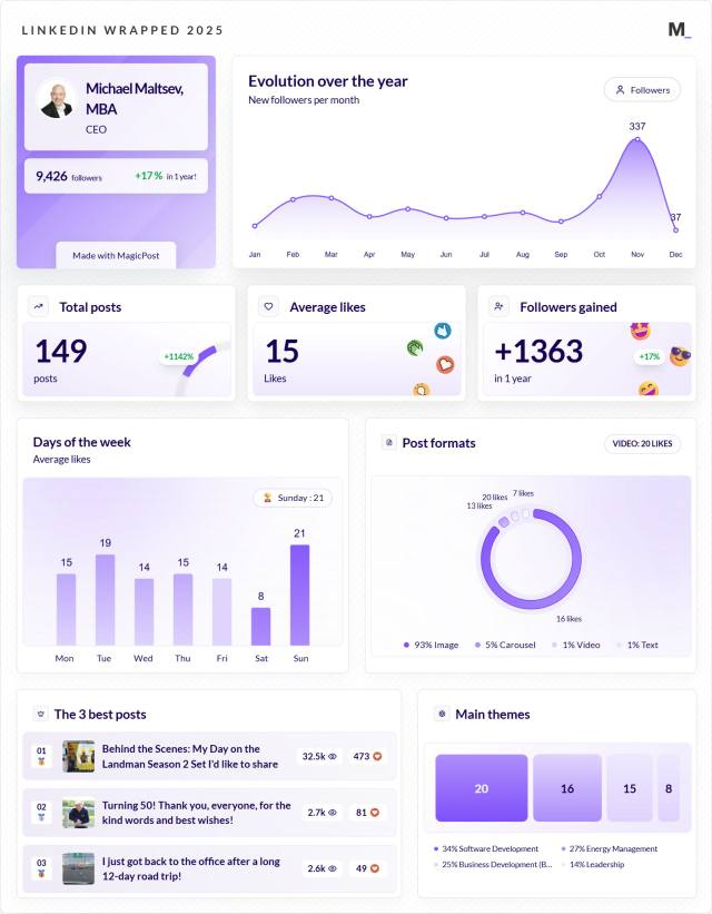 LinkedIn Wrapped 2025 · Michael Maltsev