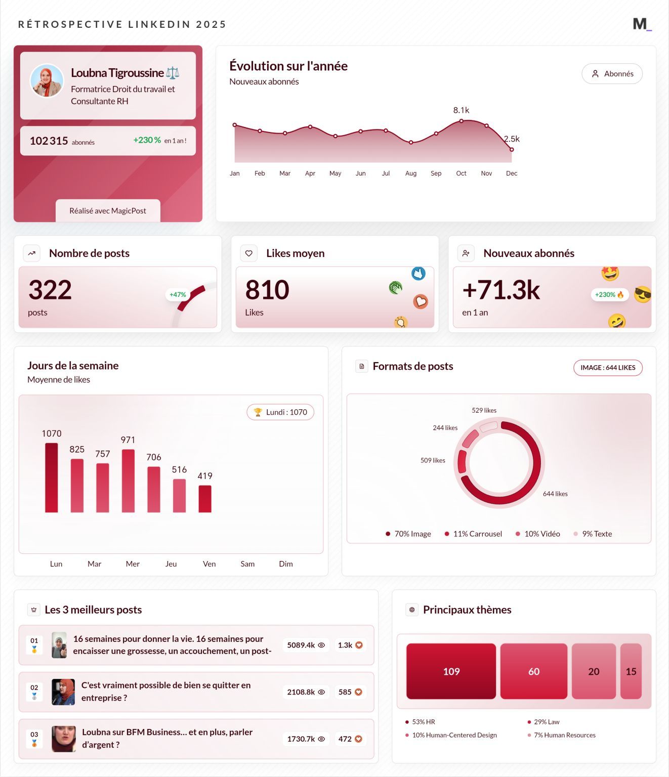 LinkedIn Wrapped 2025 · Loubna Tigroussine ⚖️