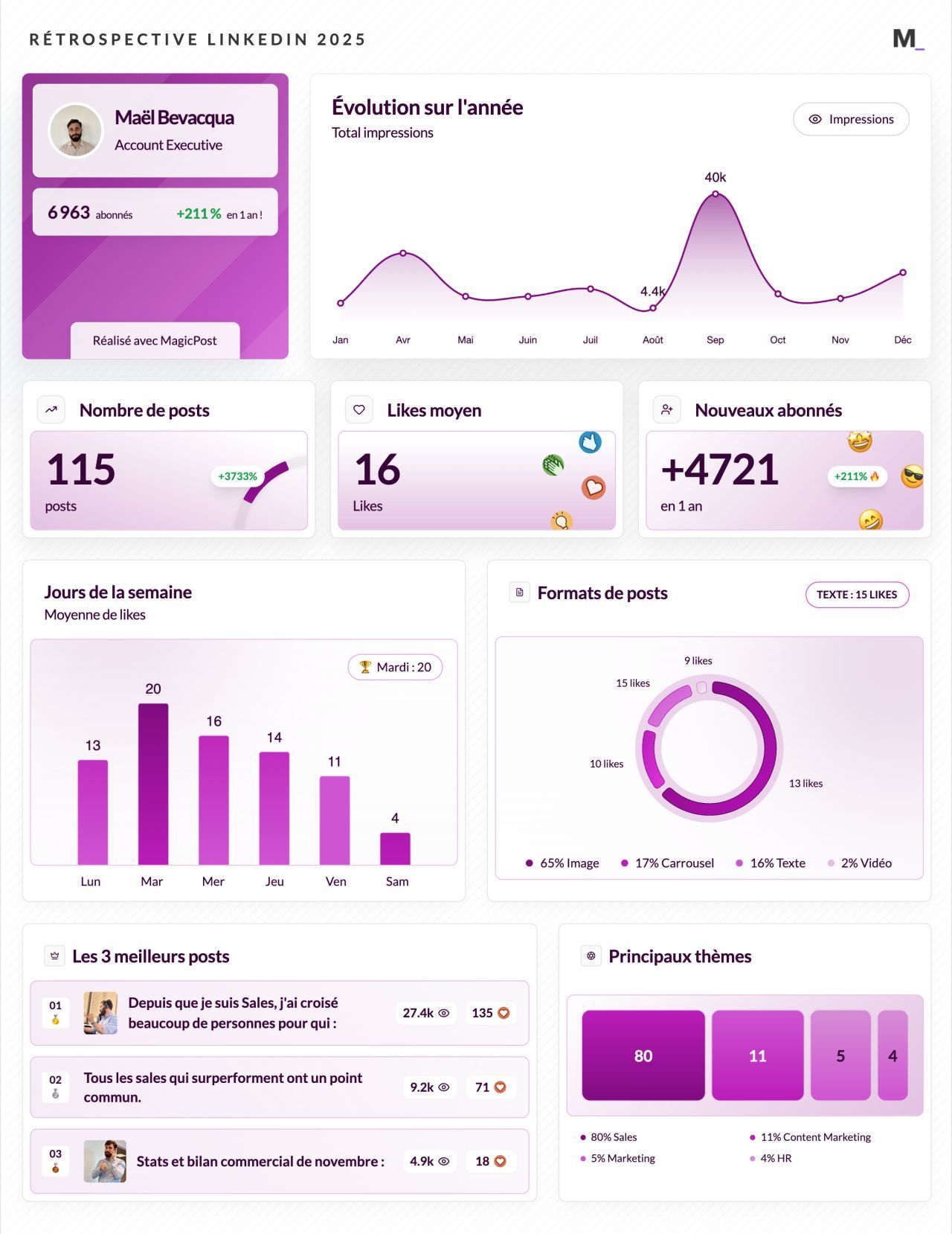 LinkedIn Wrapped 2025 · Maël Bevacqua