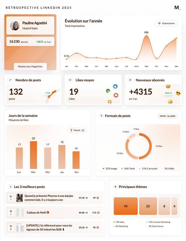 LinkedIn Wrapped 2025 · Pauline Agostini